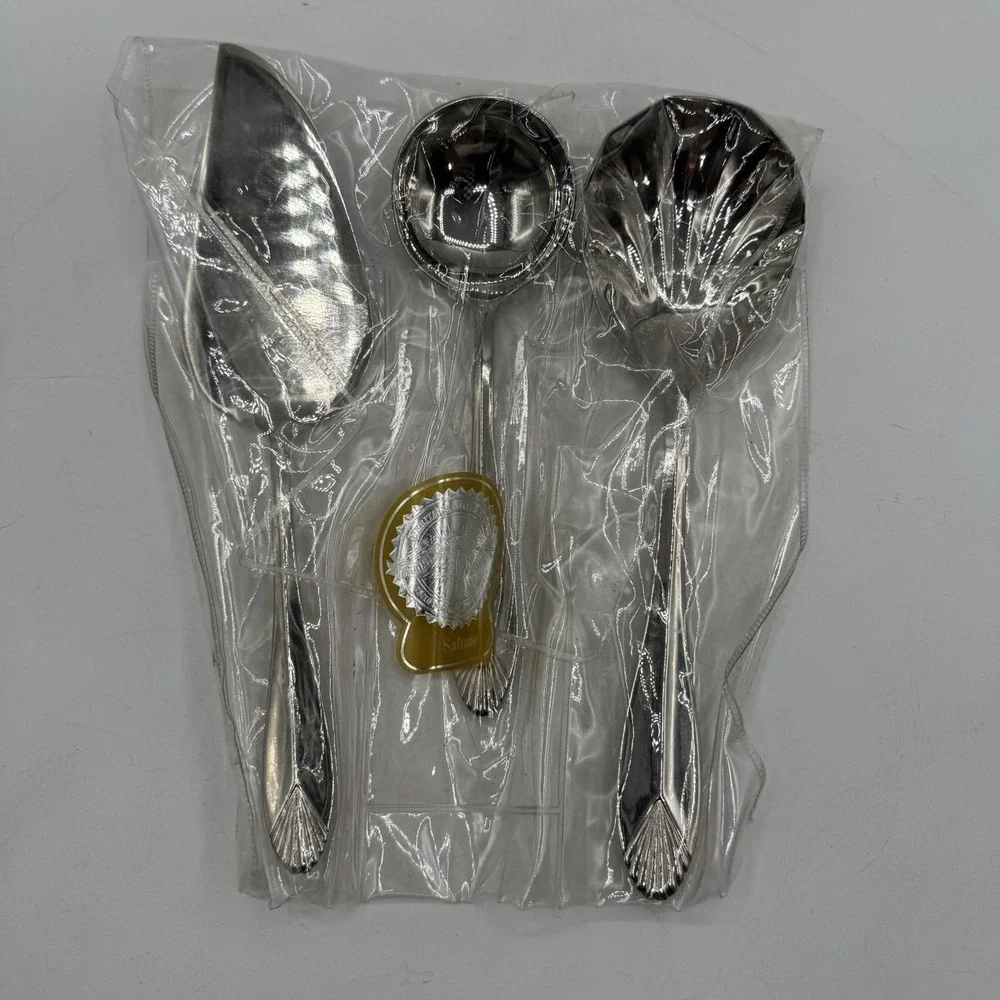 Heritage Mint Safrano GLOSSY 18/0 Stainless Serving Flatware Sets 11 Pieces
